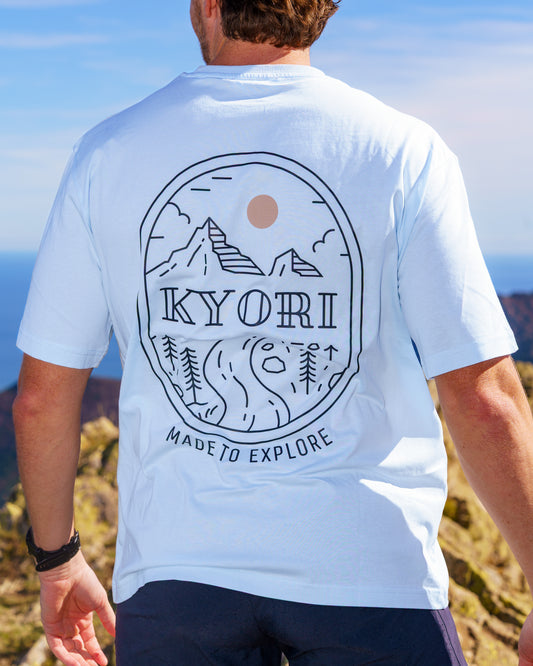 T-shirt en coton bio Made To Explore – Bleu Glacier