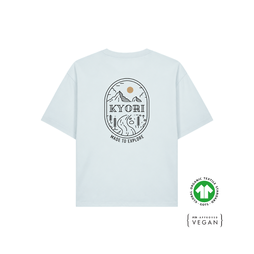 T-shirt en coton bio Made To Explore – Bleu Glacier