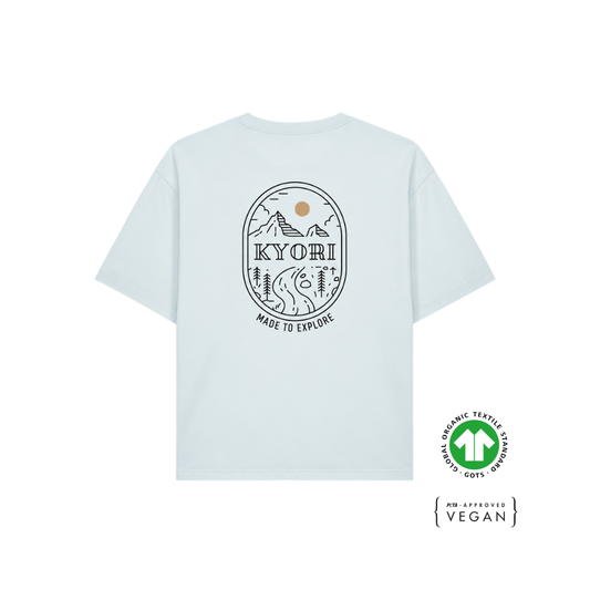 T-shirt en coton bio Made To Explore – Bleu Glacier