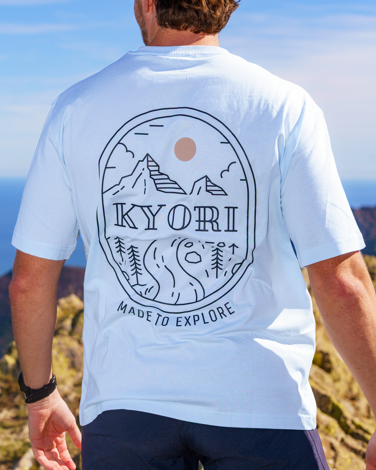 T-shirt en coton bio Made To Explore – Bleu Glacier