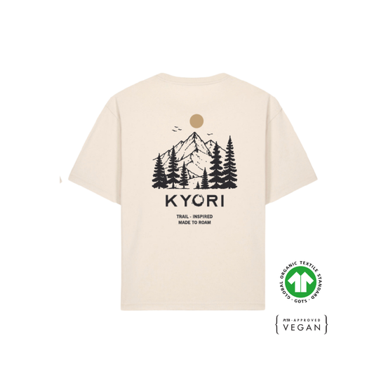 T-shirt en coton bio Made To Explore – Écru | Visuel forêt