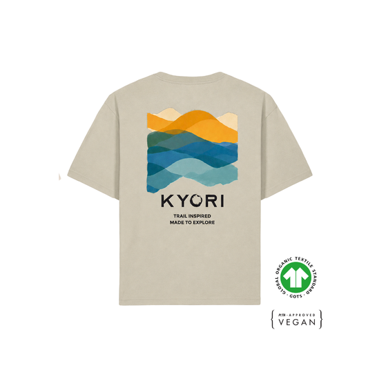 T-shirt en coton bio Made To Explore – Vert sauge | Visuel paysage